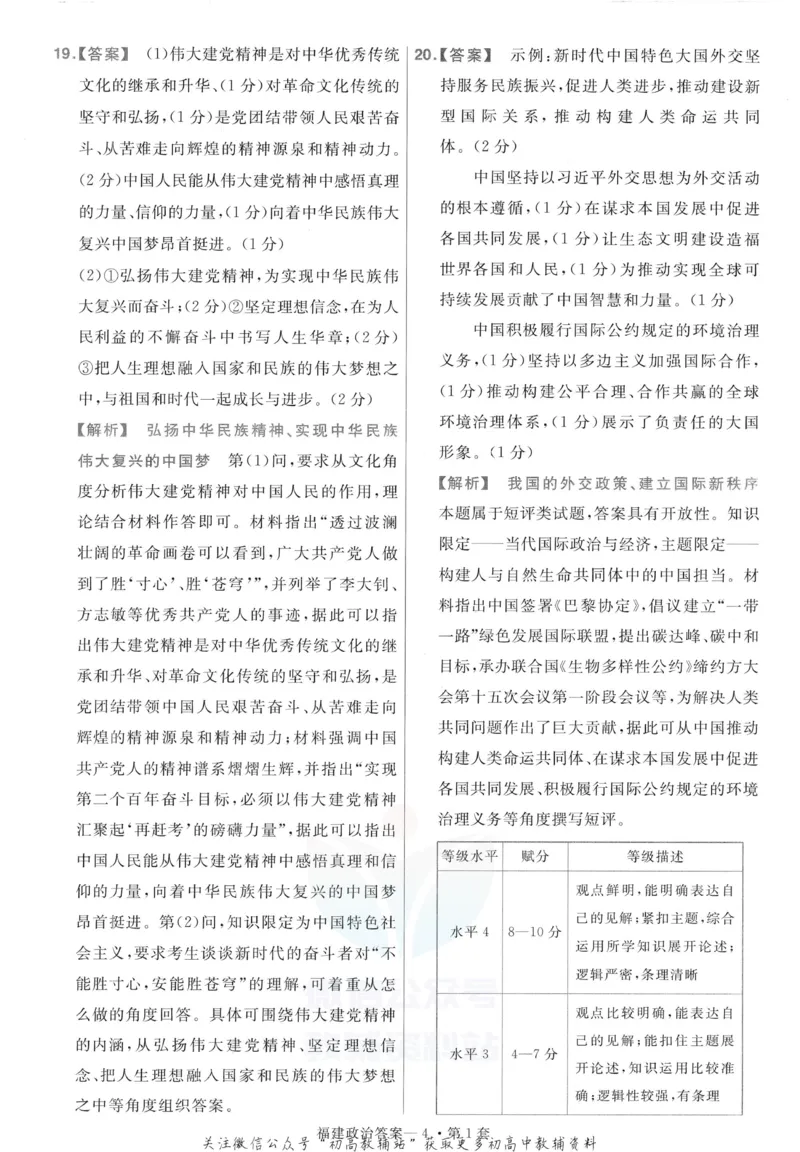 《金考卷优秀模拟试卷汇编45套政治福建新高考解析册_12.2026年4月全国各地高考模拟卷_2026天星金考卷·优秀模拟试卷汇编45套_2023版》第6页预览