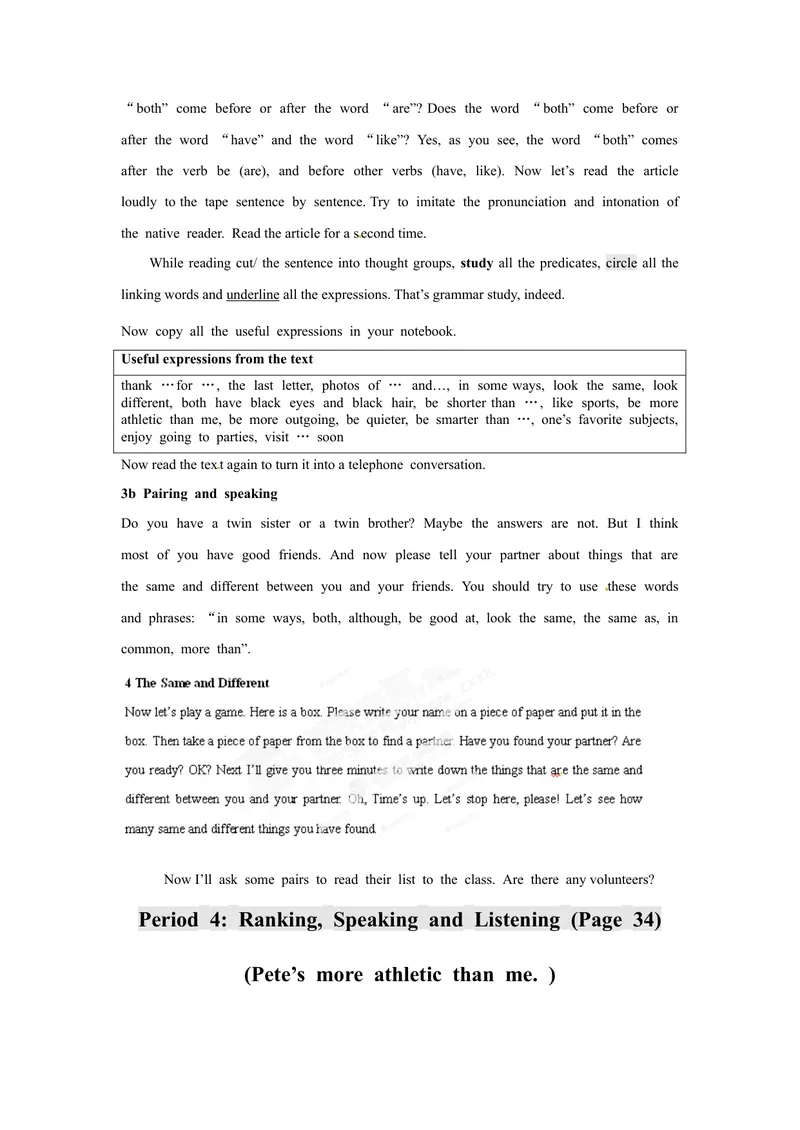 《人教版八年级英语上册《Unit6I'mmoreoutgoingthanmysister》Teachingplan_初中英语789_最新人教版英语八年级上册_老版（含有参考价值）_精品教案（多选择）》第6页预览