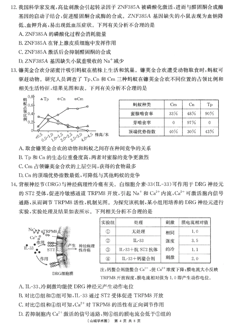 《重庆好教育联盟2026届高三下学期5月联考生物_2024-2027高三(6-6月题库)_2026年05月高三试卷_260511金太阳·重庆好教育联盟2026届高三下学期5月联考(全科)》第4页预览