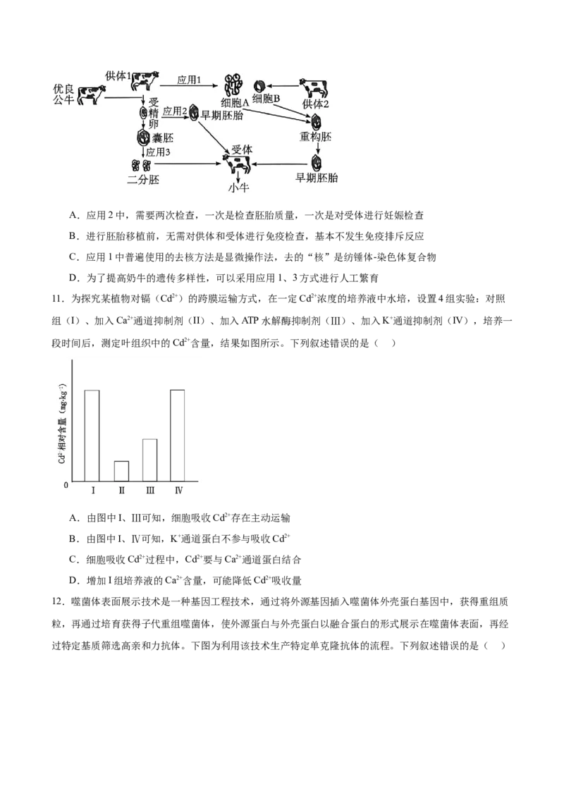 《重庆市渝西中学2025-2026学年高二下学期6月阶段检测生物试卷(含答案)_2024-2027高二（7-7月题库）_2026年06月高二试卷_260619重庆市渝西中学2025-2026学年高二下学期6月阶段检测》第4页预览