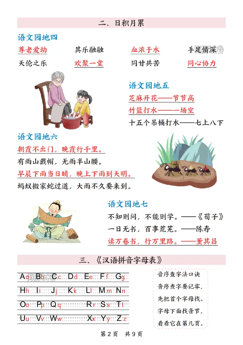 《一年级（下）语文全册重点知识汇总_赠送2026小学1-6年级资料合集(按需自取)_一年级》第2页预览