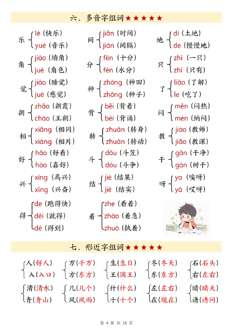 《一年级（下）语文寒假预习知识点汇总_赠送2026小学1-6年级资料合集(按需自取)_一年级_一年级（下）语文寒假预习知识点汇总》第4页预览