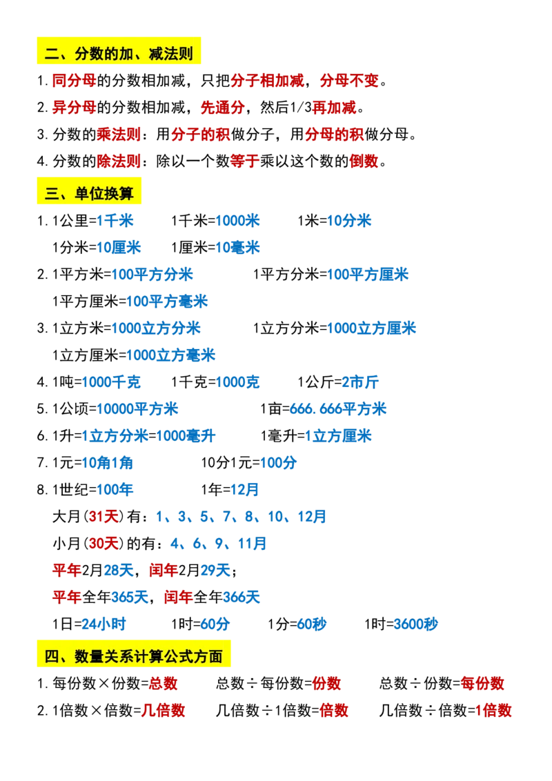 《六年级（下）数学重点必背公式概念汇总_赠送2026小学1-6年级资料合集(按需自取)_六年级_六年级（下）数学重点必背公式概念汇总》第2页预览
