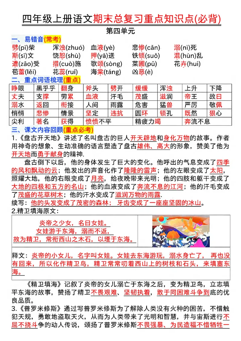 《四年级（上）语文期末复习重点知识点（必背）_赠送2026小学1-6年级资料合集(按需自取)_四年级_四年级（上）语文期末复习重点知识点（必背）》第7页预览