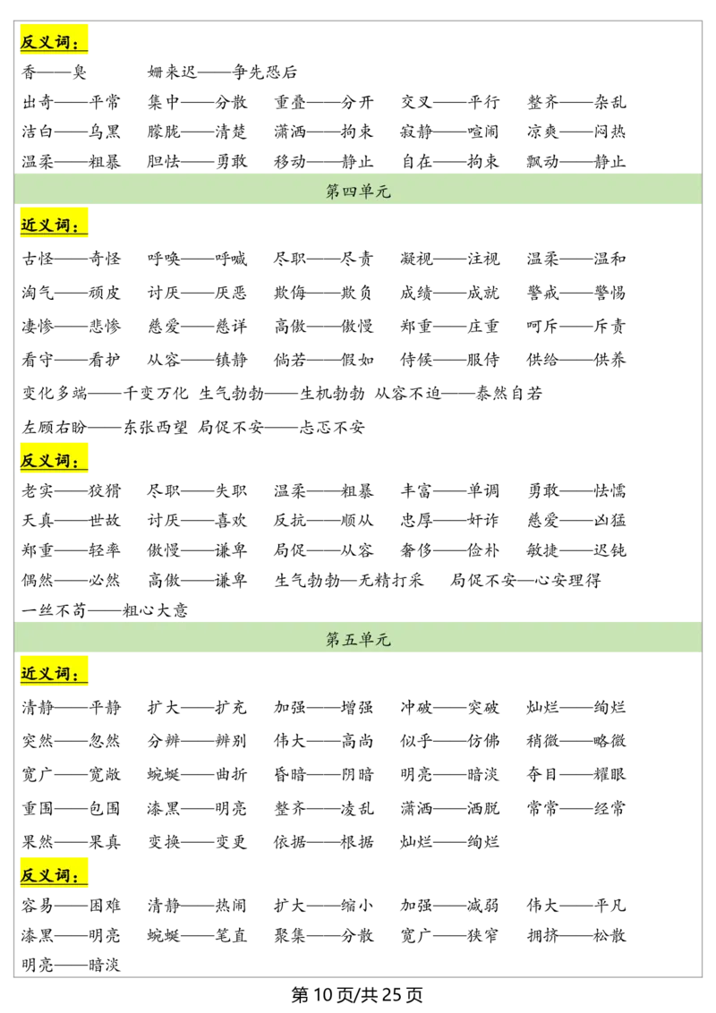 《四年级（下）语文全册重点知识归纳_赠送2026小学1-6年级资料合集(按需自取)_四年级》第10页预览