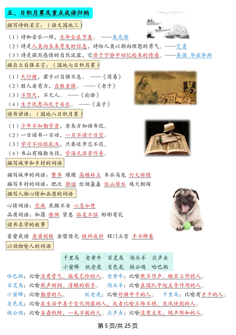 《四年级（下）语文全册重点知识归纳_赠送2026小学1-6年级资料合集(按需自取)_四年级》第5页预览