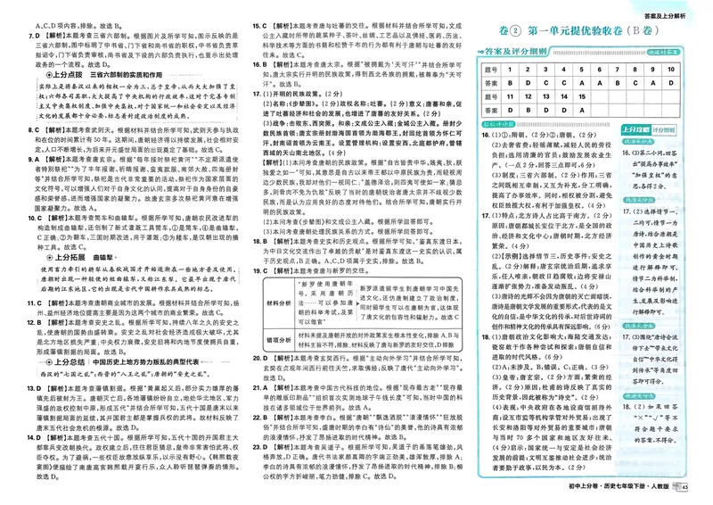 《2025版《上分卷》七下历史人教版答案_初中全科目同步习题+精品试卷（7-9年级）_25秋初中历史《同步习题+精品试卷》_下册_《初中上分卷》25春》第5页预览