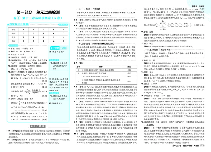 《2026《初中上分卷•物理》9全(RJ)答案解析_2026版初中《必刷题上分卷》9年级上册（7科全套）》第1页预览