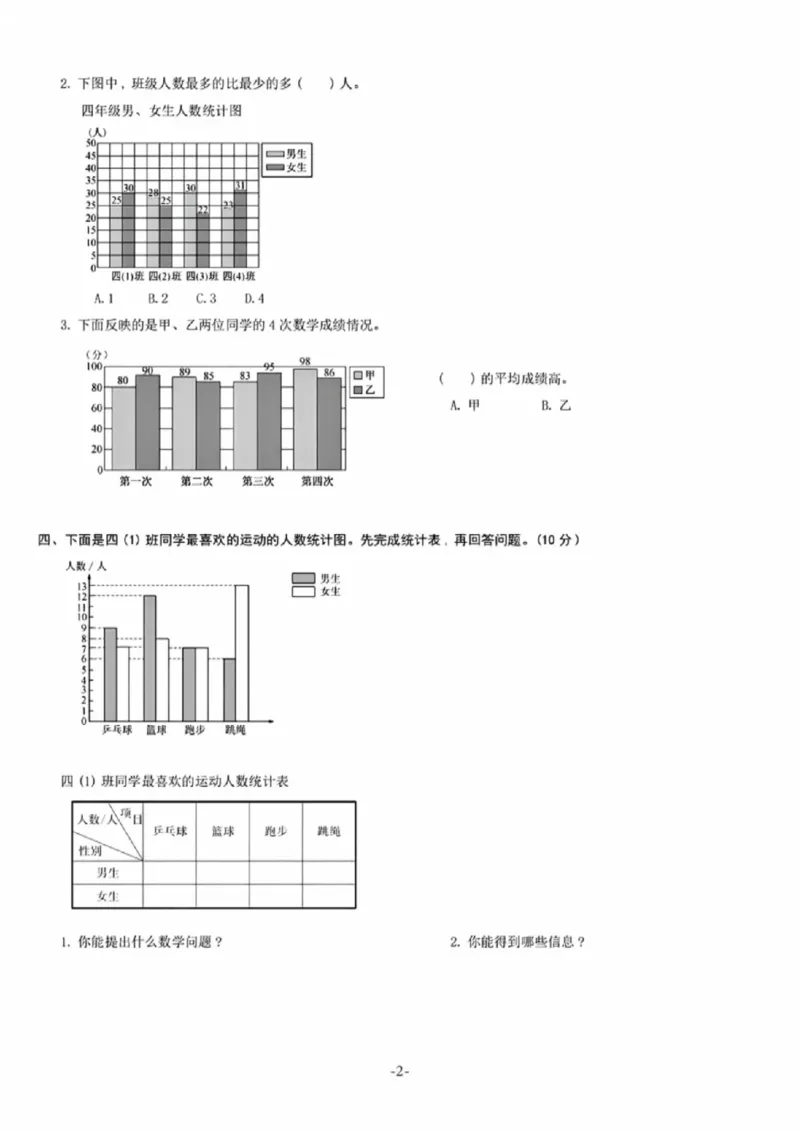 《四年级（下）数学第七单元测试卷1《冀教版》_赠送2026小学1-6年级资料合集(按需自取)_四年级_四年级（下）数学第七单元测试卷1《冀教版》》第2页预览