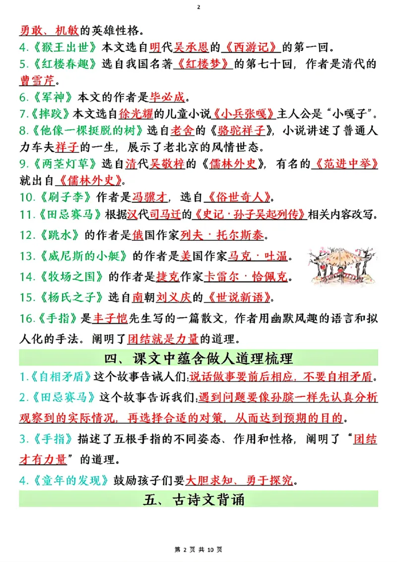 《五年级（下）语文全册必背知识点_赠送2026小学1-6年级资料合集(按需自取)_五年级》第2页预览