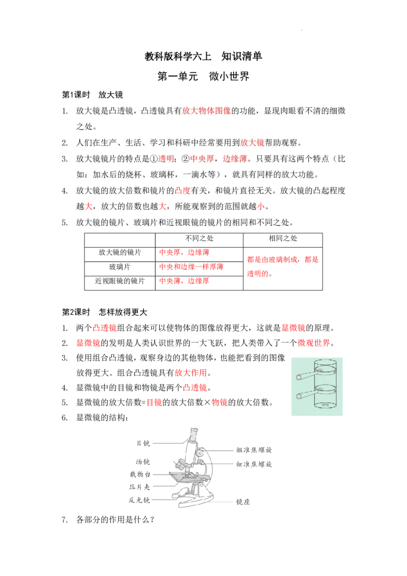 《六年级（上）科学全册知识点清单《教科版》_1_赠送2026小学1-6年级资料合集(按需自取)_六年级_六年级（上）科学全册知识点清单《教科版》_1》第1页预览