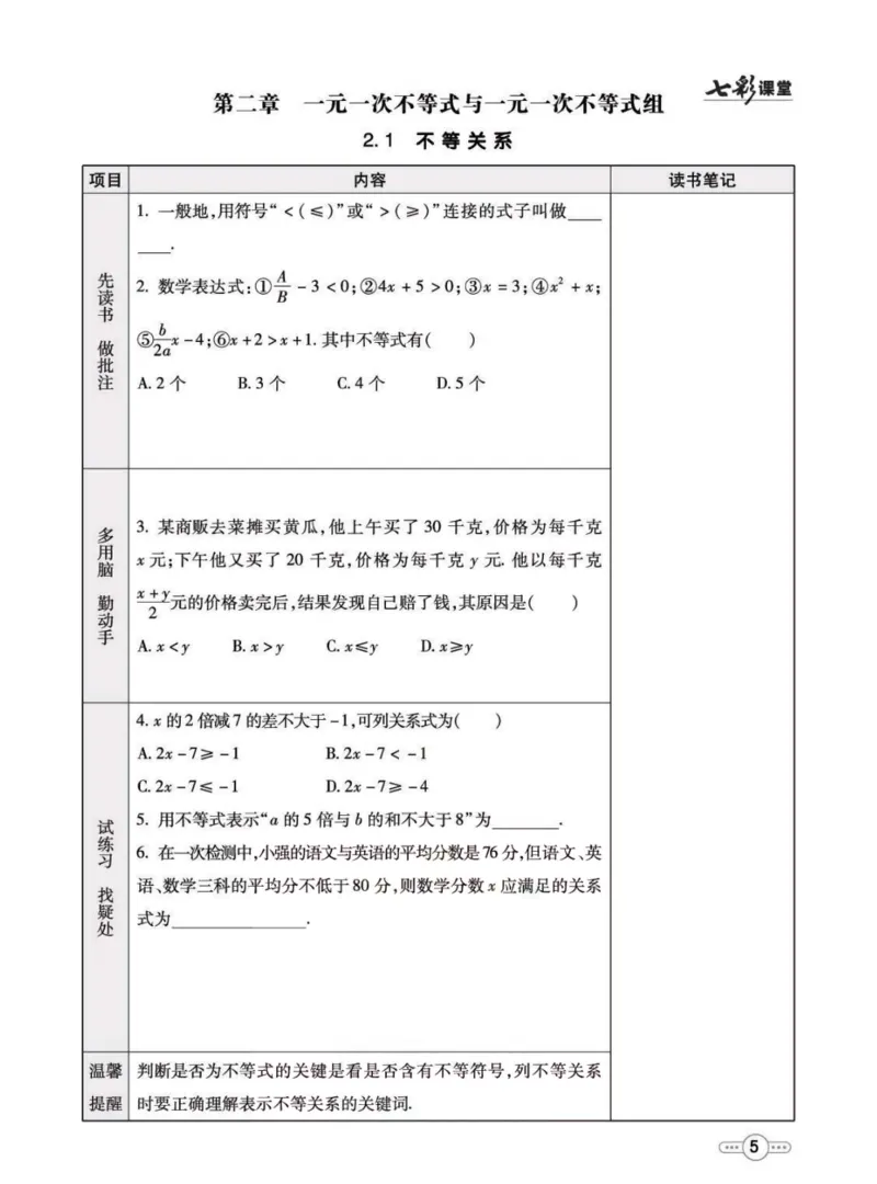 《八年级下册数学北师版预习卡_初中《预习卡》_初中数学_初中数学预习卡（北师大）》第6页预览