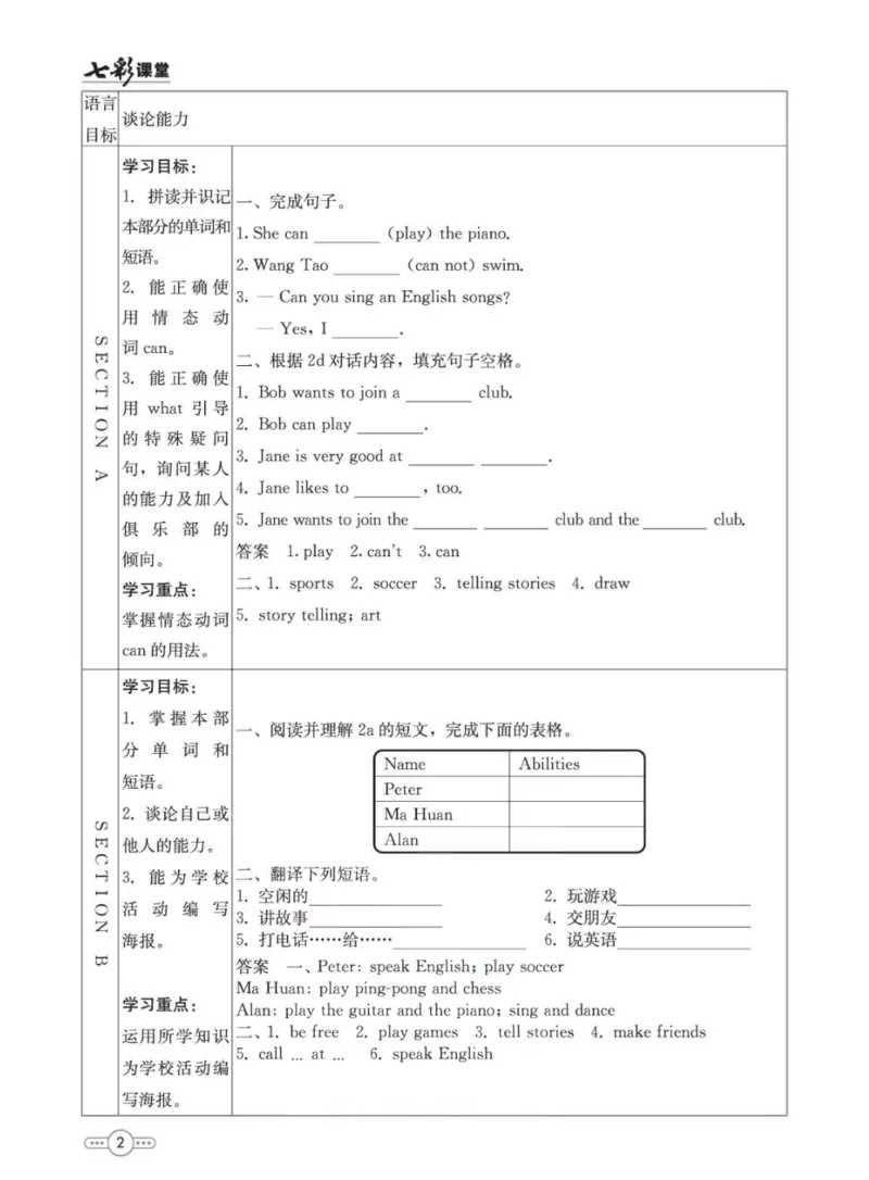 《七年级下册英语人教版预习卡_初中《预习卡》_初中英语_初中英语预习卡（人教版）_下册》第3页预览
