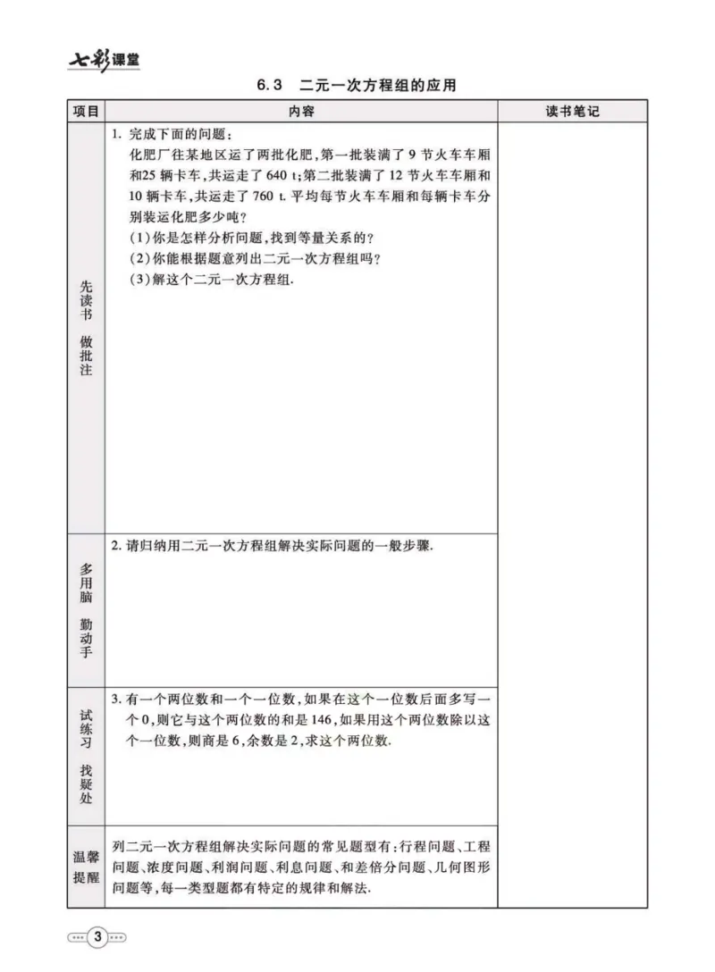 《七年级下册数学冀教版预习卡_初中《预习卡》_初中数学_初中数学预习卡（冀教版）》第4页预览