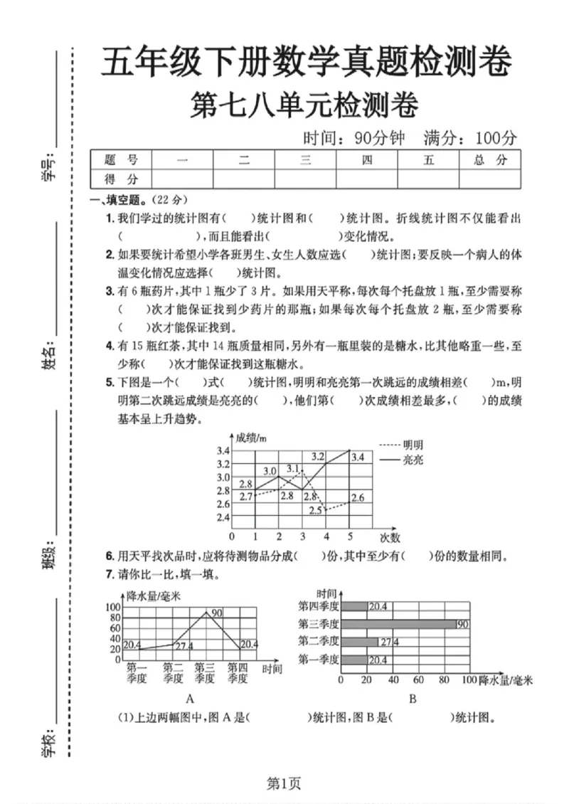 《五年级（下）数学第七八单元真题检测卷《人教版》_赠送2026小学1-6年级资料合集(按需自取)_五年级_五年级（下）数学第七八单元真题检测卷《人教版》》第1页预览