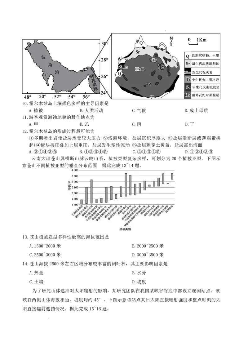 《雅礼中学2026届高三月考试卷（九）地理_2024-2027高三（6-6月题库）_2026年05月高三试卷_2605102026届湖南省长沙市雅礼中学高三下学期模拟卷(一)（全科）》第4页预览