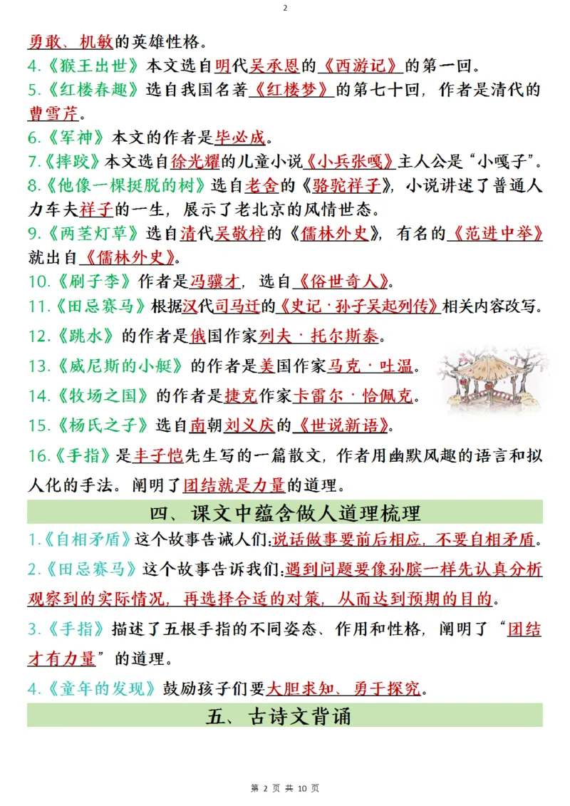 《五年级（下）语文寒假预习全册必背知识点_赠送2026小学1-6年级资料合集(按需自取)_五年级_五年级（下）语文寒假预习全册必背知识点》第2页预览