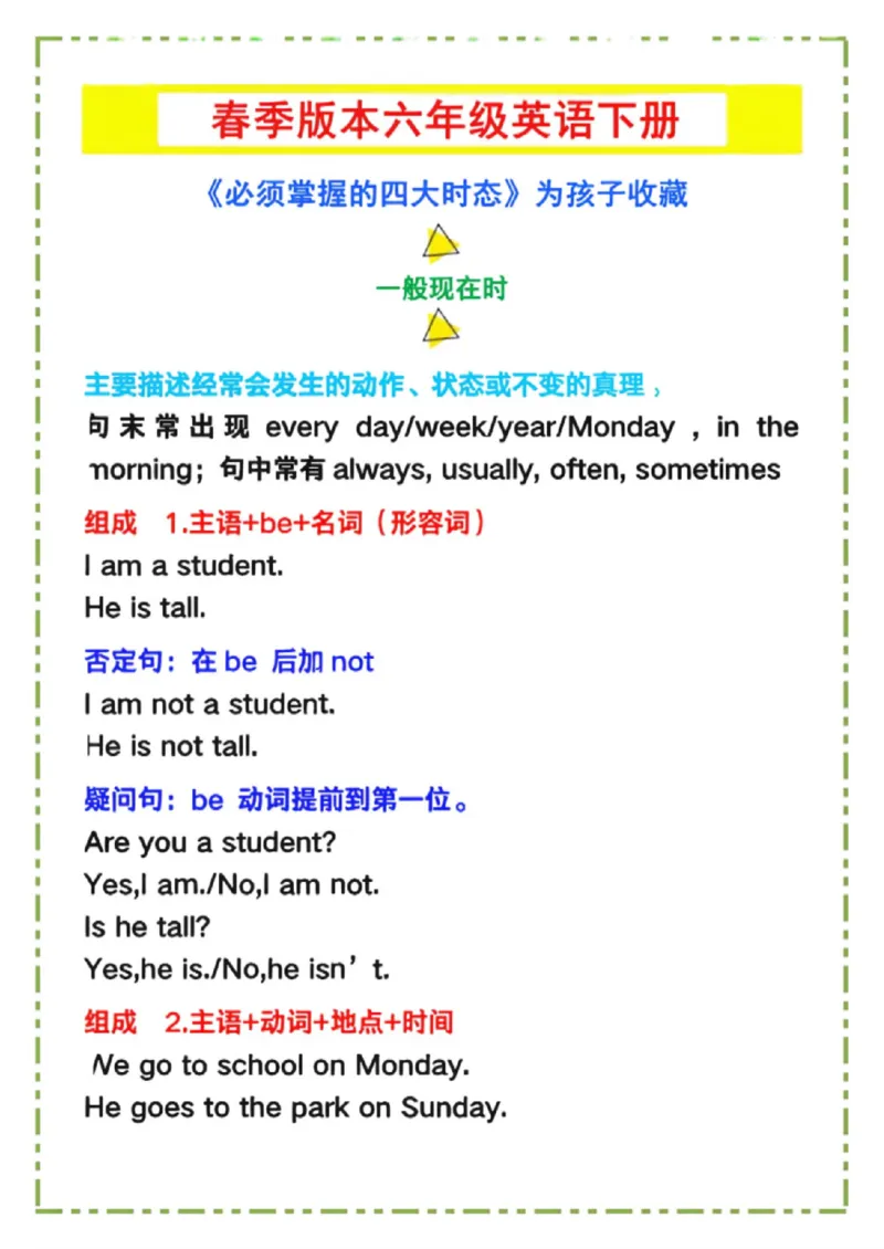《六年级（下）英语必须掌握的四大时态《人教版PEP》_赠送2026小学1-6年级资料合集(按需自取)_六年级_六年级（下）英语必须掌握的四大时态《人教版PEP》》第1页预览