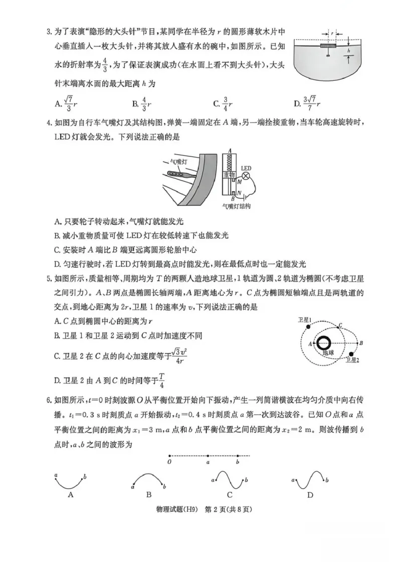 《雅礼中学2026届高三月考试卷（九）物理_2024-2027高三（6-6月题库）_2026年05月高三试卷_2605102026届湖南省长沙市雅礼中学高三下学期模拟卷(一)（全科）》第2页预览
