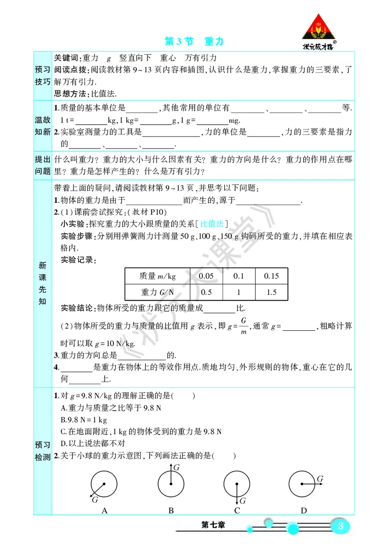 《物理预习卡8b_初中《预习卡》_初中物理_人教版》第5页预览