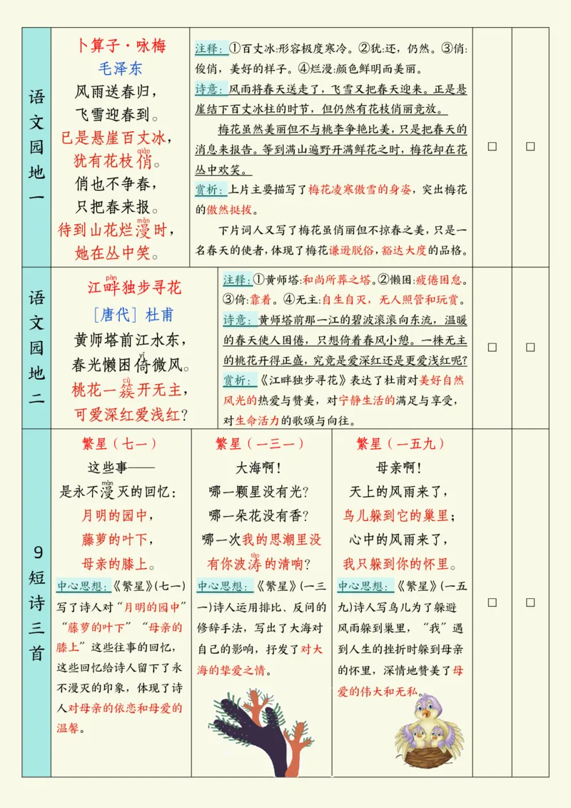 《四年级（下）语文寒假背诵默写表1_赠送2026小学1-6年级资料合集(按需自取)_四年级》第2页预览