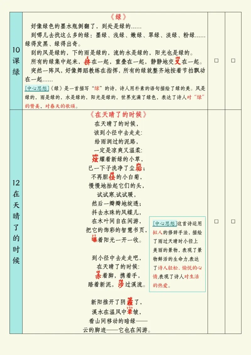 《四年级（下）语文寒假背诵默写表1_赠送2026小学1-6年级资料合集(按需自取)_四年级》第3页预览