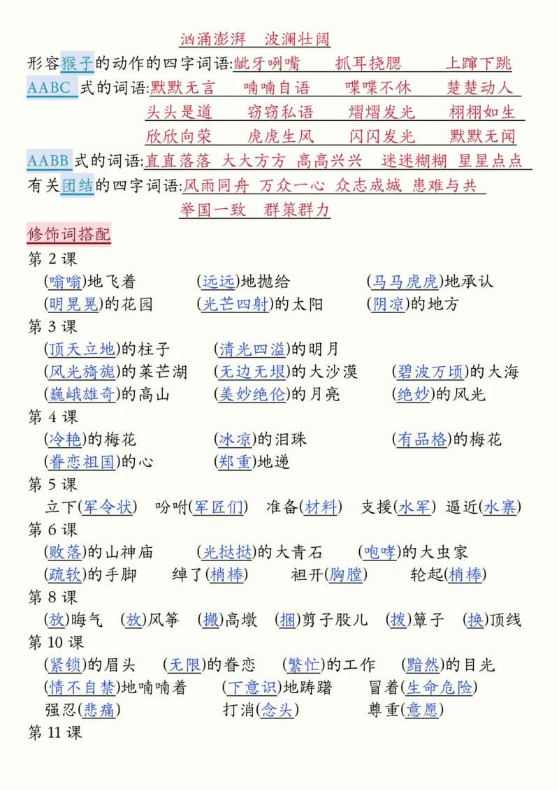 《五年级（下）语文寒假预习全册必背知识汇总（26页）_赠送2026小学1-6年级资料合集(按需自取)_五年级_五年级（下）语文寒假预习全册必背知识汇总（26页）》第7页预览