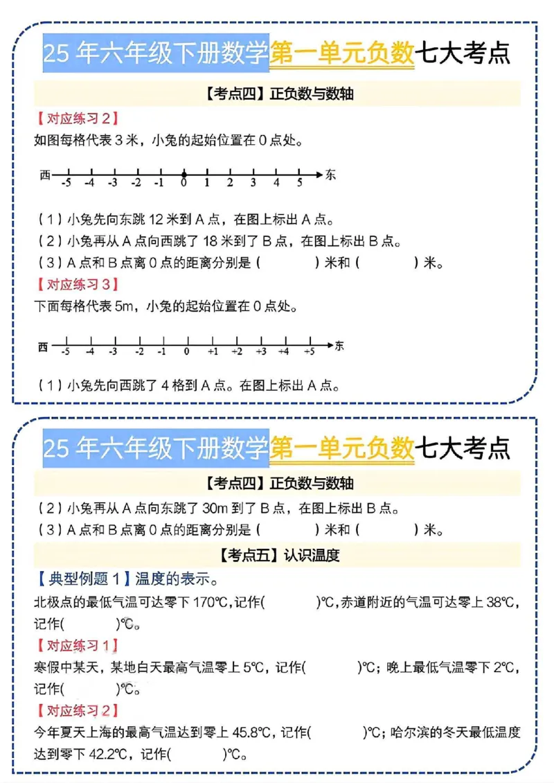 《六年级（下）数学第一单元负数七大考点小纸条《人教版》_赠送2026小学1-6年级资料合集(按需自取)_六年级_六年级（下）数学第一单元负数七大考点小纸条《人教版》》第5页预览