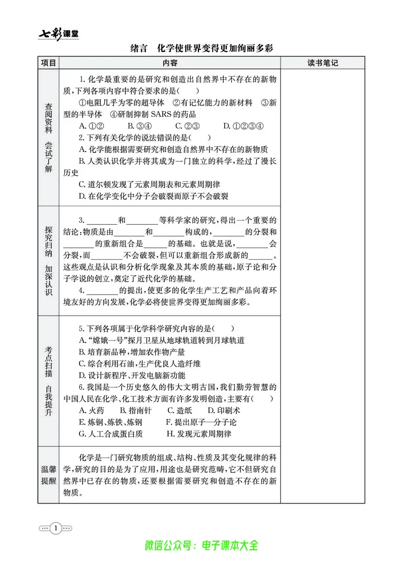 《化学预习卡9a_初中《预习卡》_初中化学》第2页预览