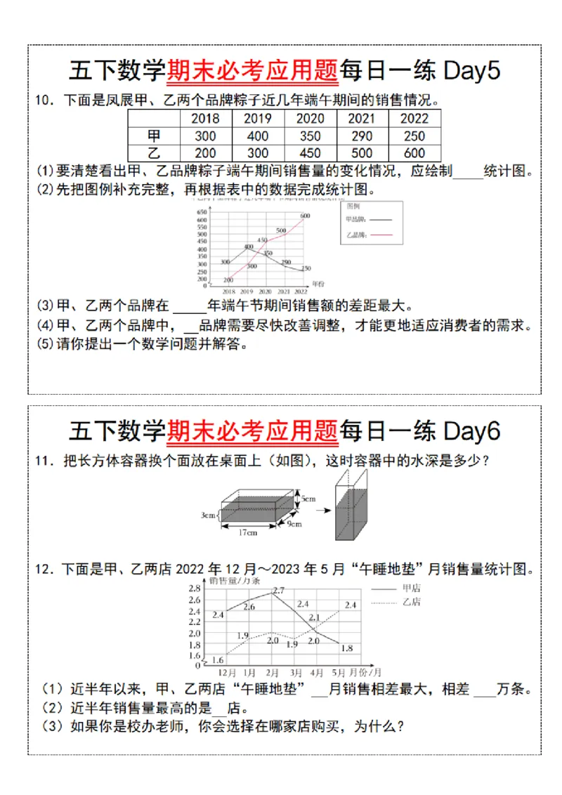 《五年级（下）数学期末必考应用题每日一练_赠送2026小学1-6年级资料合集(按需自取)_五年级》第3页预览