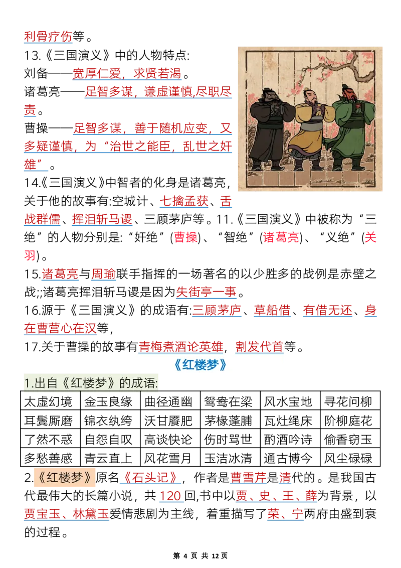 《五年级(下）语文必考四大名著知识点梳理_赠送2026小学1-6年级资料合集(按需自取)_五年级_五年级(下）语文必考四大名著知识点梳理》第4页预览
