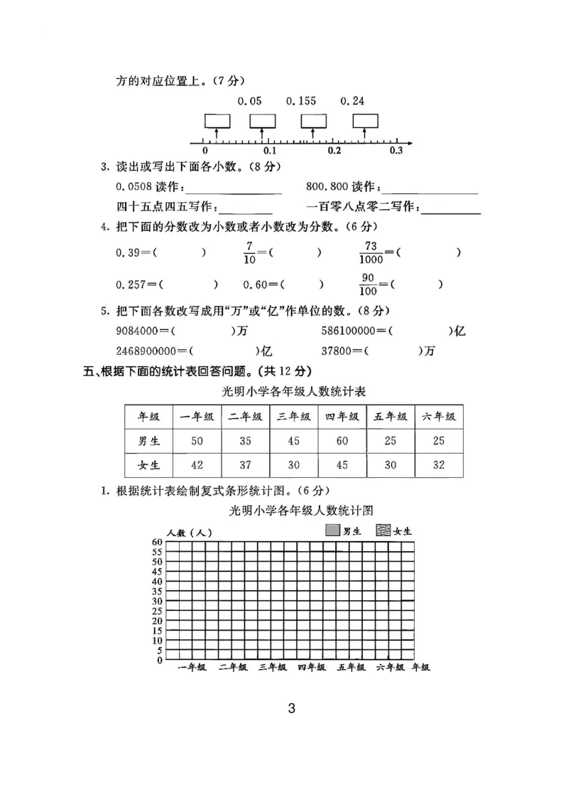 《四年级（下）数学第六、七单元测试卷《冀教版》_赠送2026小学1-6年级资料合集(按需自取)_四年级_四年级（下）数学第六、七单元测试卷《冀教版》》第3页预览