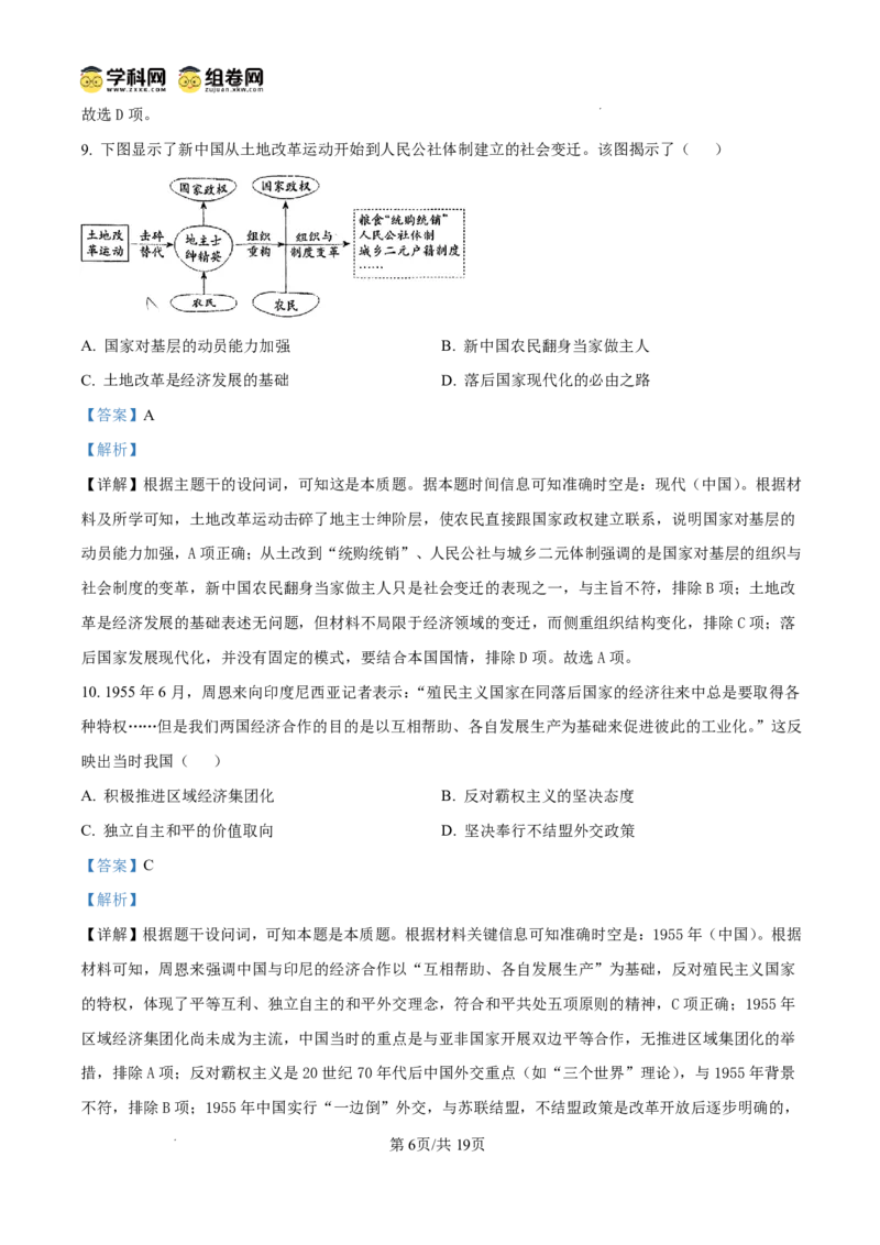 《雅礼中学2026届高三适应性月考卷（十一）历史答案_2024-2027高三（6-6月题库）_2026年06月高三试卷_260603湖南省雅礼中学2026届高三适应性月考卷（十一）》第6页预览