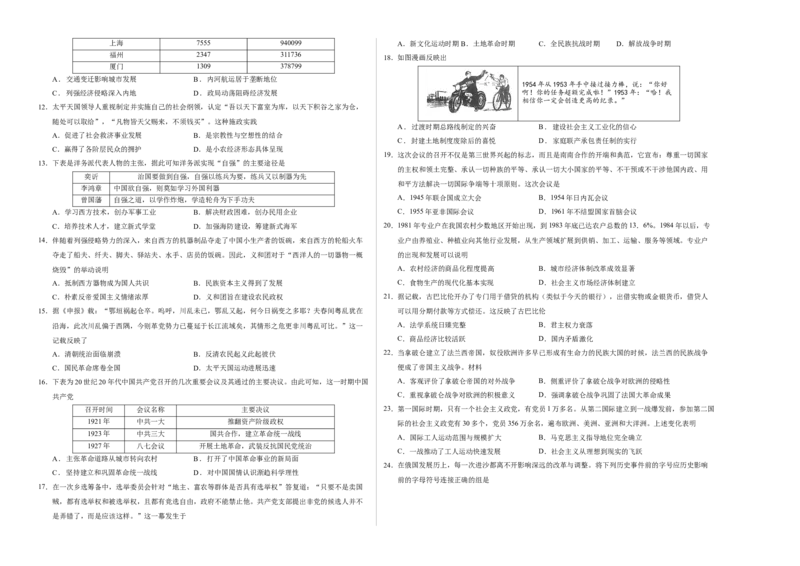 《高一历史（考试版A3）_新版高中_高中历史新版_高中历史纲要下（统编版）_秋季开学摸底考_高一历史秋季开学摸底考_高一历史秋季开学摸底考（江苏专用）》第2页预览