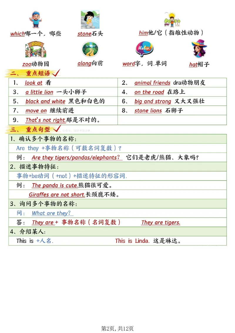 《三年级(下)英语1-6单元考点知识清单《外研版》_赠送2026小学1-6年级资料合集(按需自取)_三年级》第2页预览