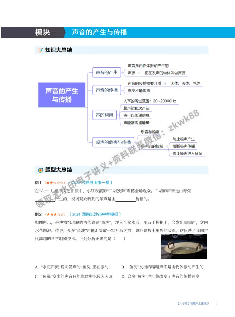 《15.大总结物理八上重难点—学生版_2025初二网课_25初二物理_25初二刘怡物理（作业帮）_暑期班A+班_课堂笔记》第1页预览