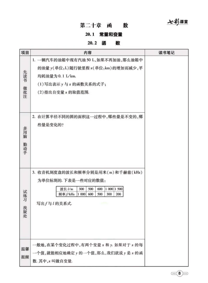 《八年级下册数学冀教版预习卡_初中《预习卡》_初中数学_初中数学预习卡（冀教版）》第9页预览