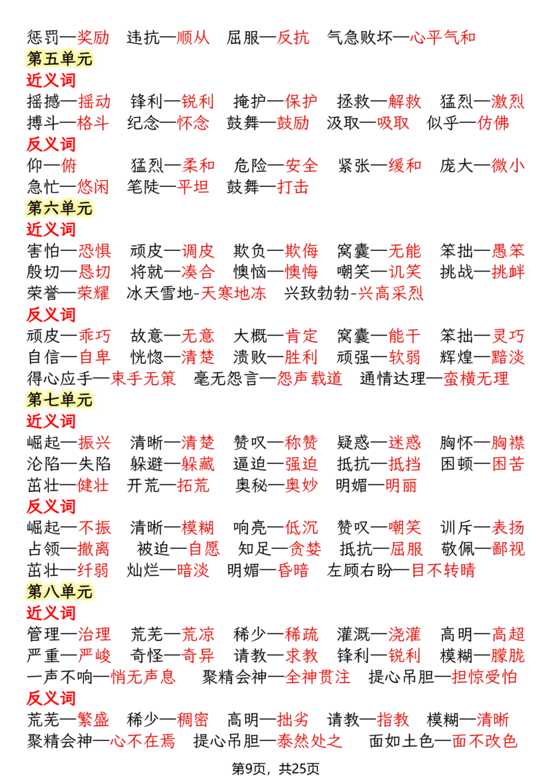 《四年级（上）语文期末复习知识点(押题考点)_赠送2026小学1-6年级资料合集(按需自取)_四年级_四年级（上）语文期末复习知识点(押题考点)》第9页预览
