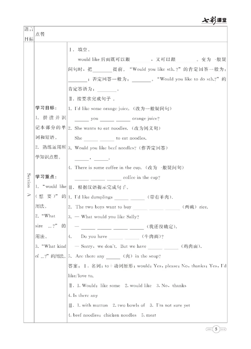 《英语鲁教版7a预习卡_初中《预习卡》_初中英语_初中英语预习卡（鲁教版）》第6页预览