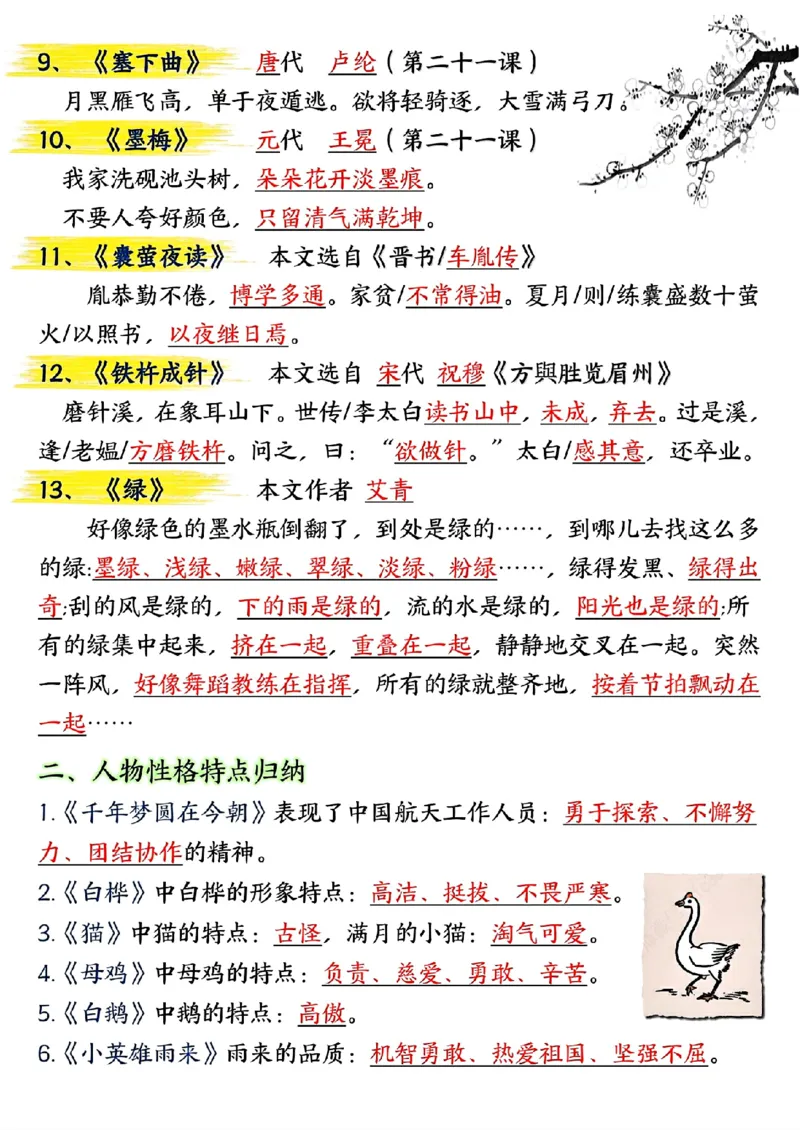 《四年级（下）语文期末总复习重点知识点归纳整理-共29页_赠送2026小学1-6年级资料合集(按需自取)_四年级》第2页预览