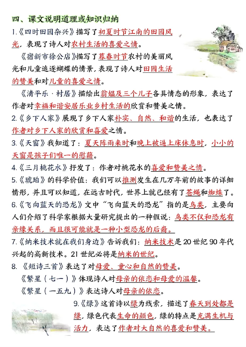 《四年级（下）语文期末总复习重点知识点归纳整理-共29页_赠送2026小学1-6年级资料合集(按需自取)_四年级》第6页预览