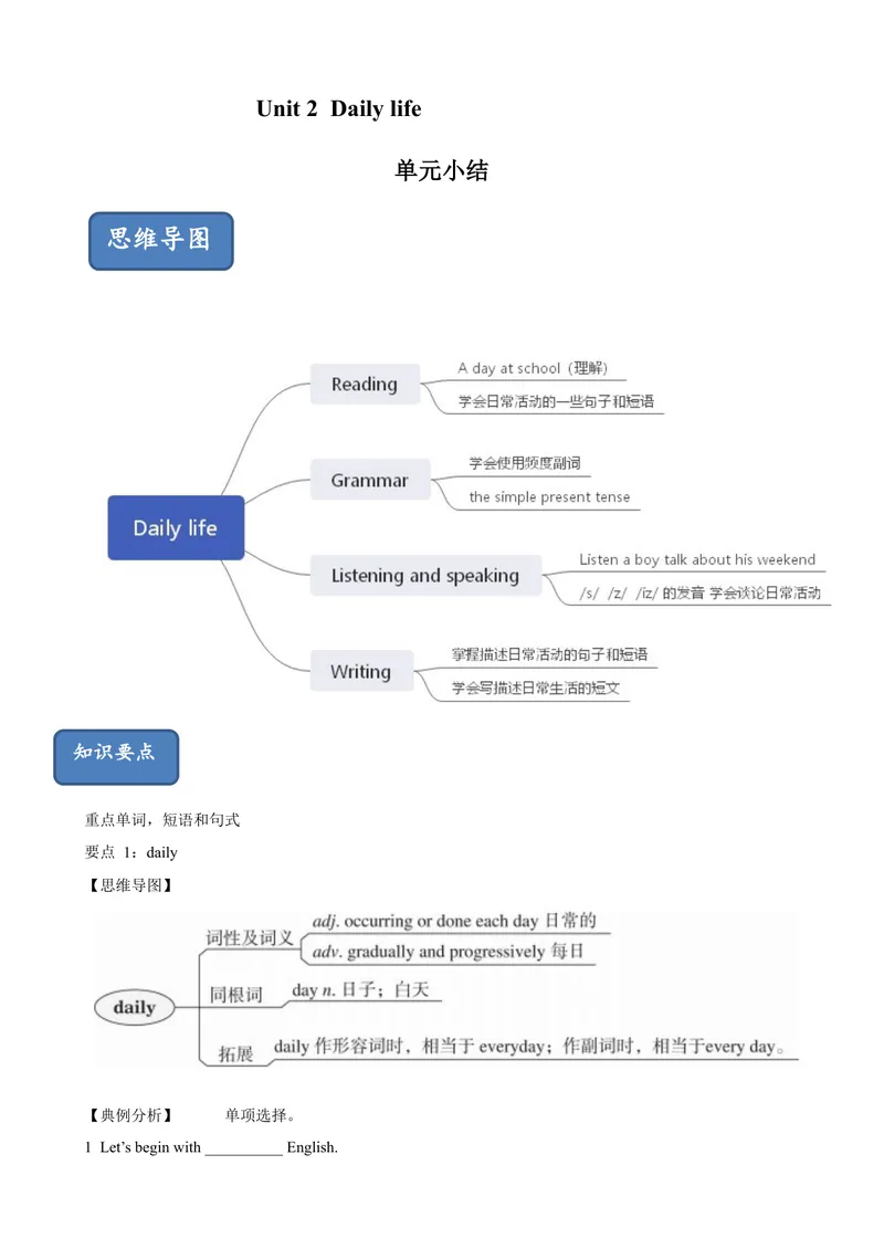 《2.11Unit2单元小结（解析版）_初中全科目同步习题+精品试卷（7-9年级）_25秋初中英语《同步习题+精品试卷》_初中英语（沪教牛津版）试卷_七年级上册_单元测试+单元小结》第1页预览