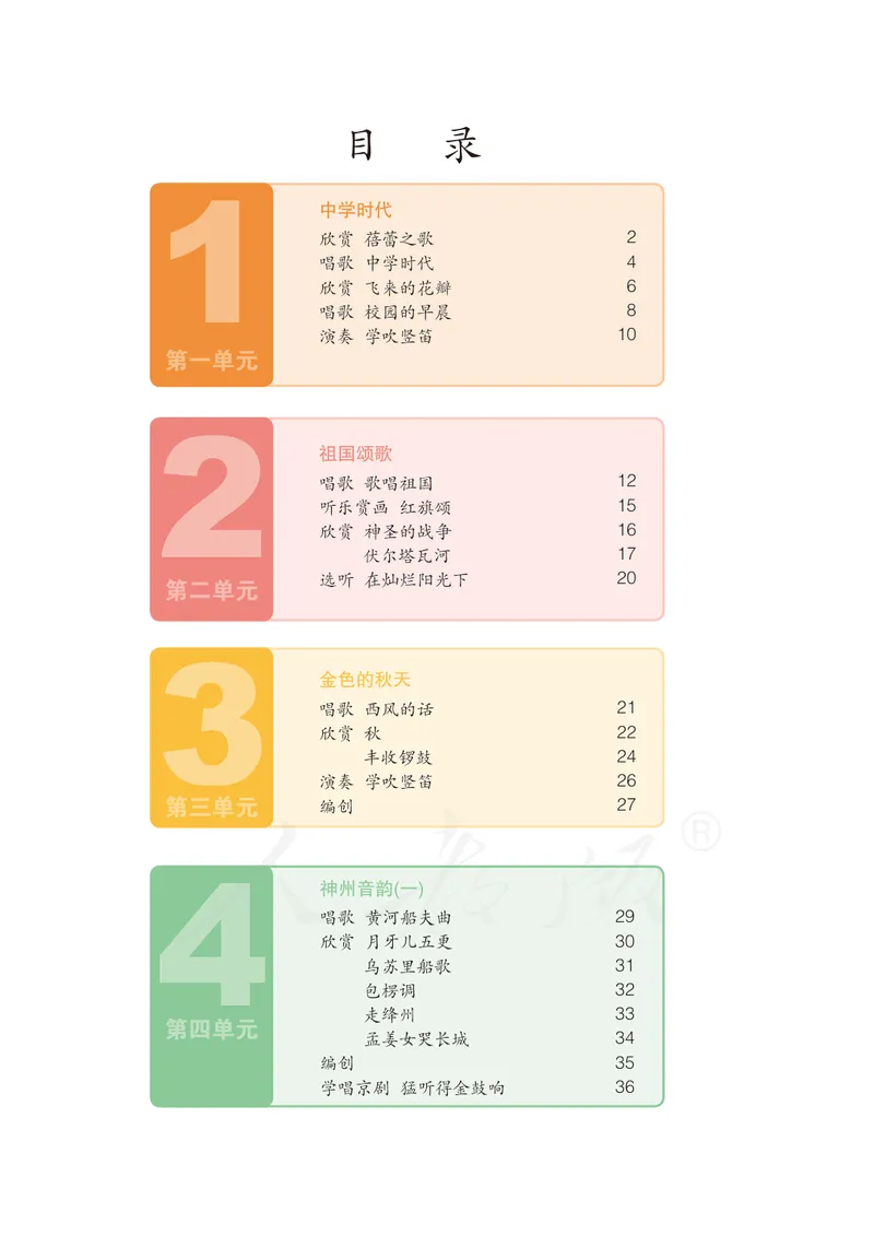 《7年级上册（五线谱）_初中音乐_人教版_7年级上册》第5页预览