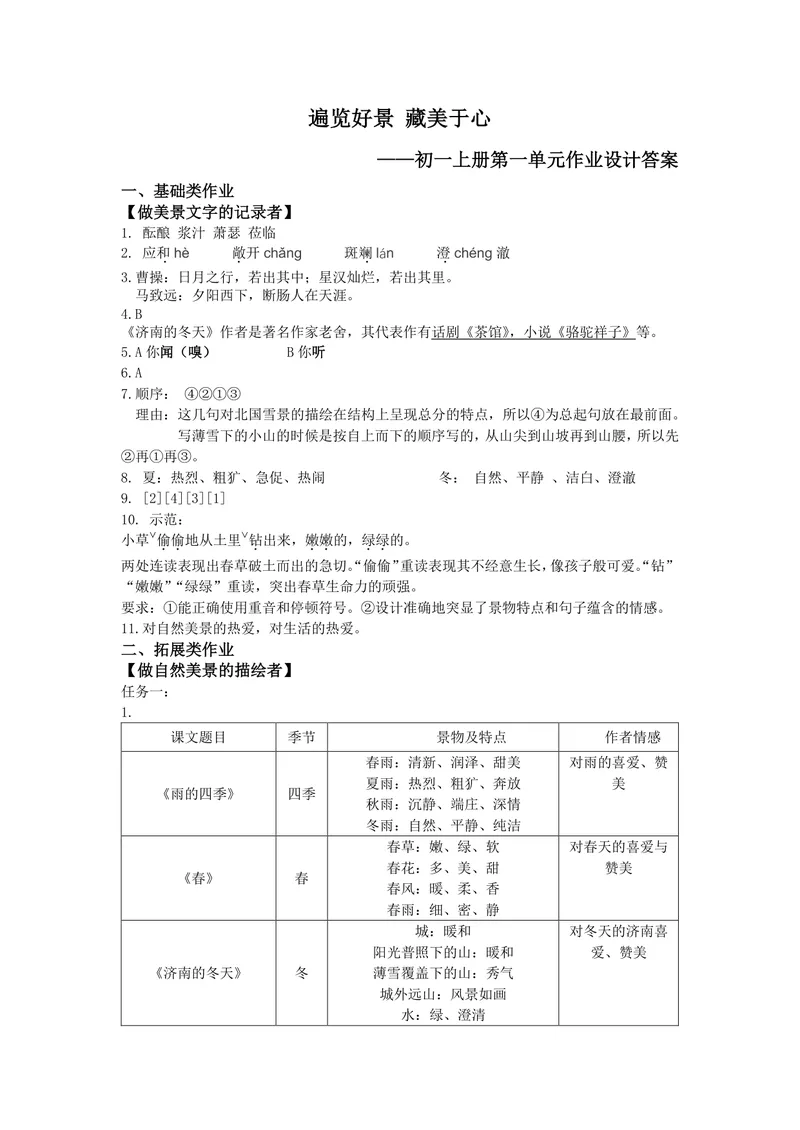 《初中语文七年级上册第1单元作业_1答案_1746404132140_初中全科目同步习题+精品试卷（7-9年级）_25秋初中语文《同步习题+精品试卷》_初中语文试卷7-9年级上册(1)_《优秀作业单》_七年级》第1页预览