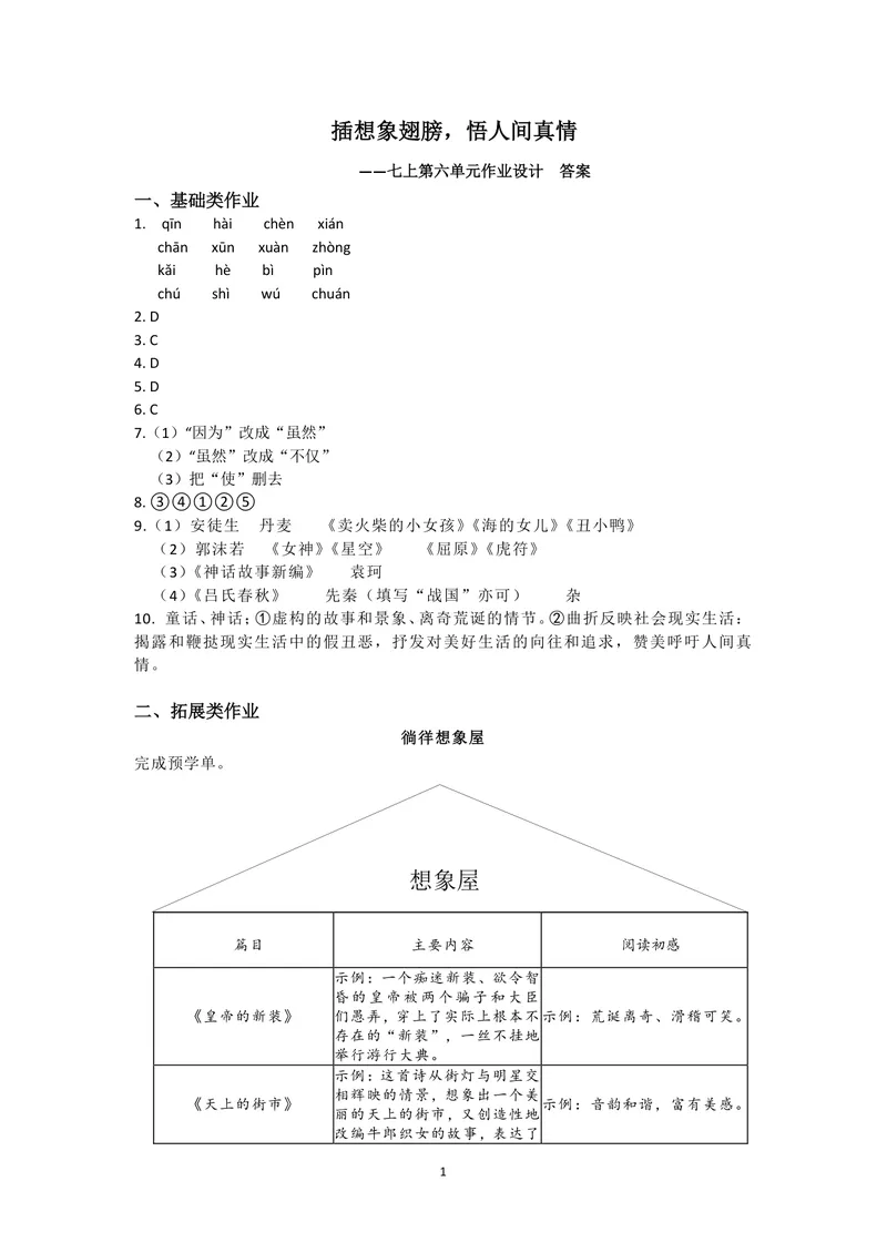 《初中语文七年级上册第6单元单元作业_1答案_初中全科目同步习题+精品试卷（7-9年级）_25秋初中语文《同步习题+精品试卷》_初中语文试卷7-9年级上册(1)_《优秀作业单》_七年级》第1页预览
