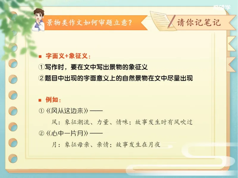 《初二秋上第2讲爱豆笔记_2025初二网课_25初二语文_初二语文培训班（秋上·全国版·A+）（希望学）_2.写作技巧景物线索与情景交融方法精讲》第3页预览