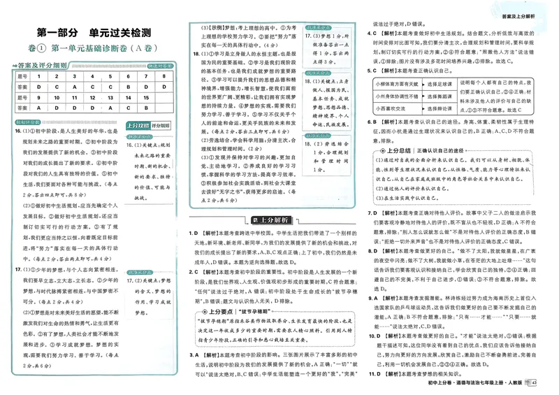 《初中上分卷-道法-7上人教版答案及上分解析_初中全科目同步习题+精品试卷（7-9年级）_25秋初中道法《同步习题+精品试卷》_初中道法7-9年级上册试卷(1)_《初中上分卷》2025秋_2025版》第3页预览