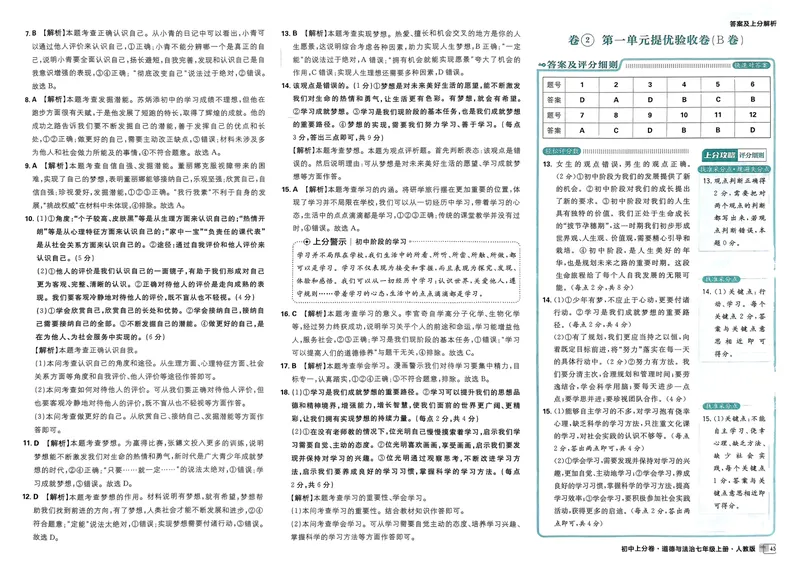 《初中上分卷-道法-7上人教版答案及上分解析_初中全科目同步习题+精品试卷（7-9年级）_25秋初中道法《同步习题+精品试卷》_初中道法7-9年级上册试卷(1)_《初中上分卷》2025秋_2025版》第5页预览