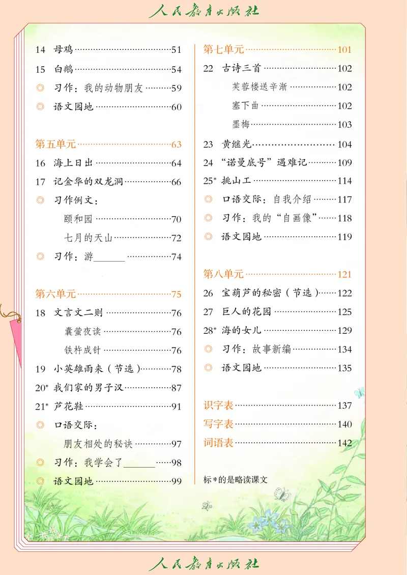 《人教版五四制四年级下册语文电子课本_光塔笔记小学教辅_2025秋电子课本小学科目-新教材_全国统一•小学语文电子课本_人教版五四制》第5页预览