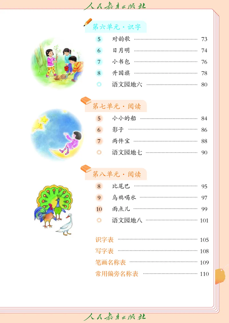 《人教版五四制一年级上册(2024秋版)语文电子课本_光塔笔记小学教辅_2025秋电子课本小学科目-新教材_全国统一•小学语文电子课本_人教版五四制》第6页预览